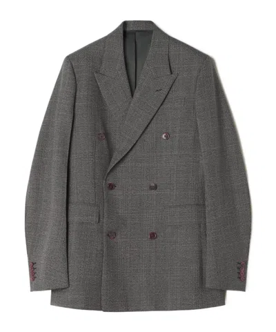 Lanvin Prince Of Wales Wool Jacket In Gray