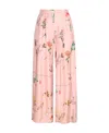 Lanvin Botanica-print Wide-leg Silk Trousers In Pink