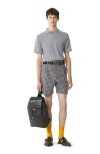Lanvin Grey Geometric Pattern Shorts With Side Pockets In Multi
