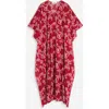 Lanvin Floral-print Kaftan In Carmine Red