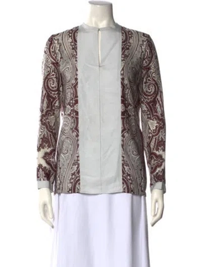 Pre-owned Lanvin Printed Crew Neck Blouse In Multi