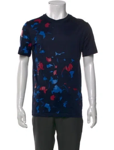 Pre-owned Lanvin Printed Crew Neck T-shirt In Blue