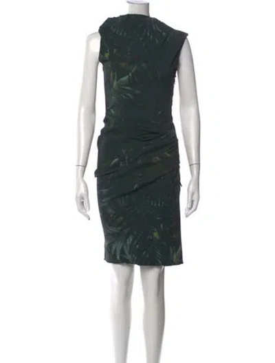 Pre-owned Lanvin Printed Knee-length Dress W/ Tags In Green