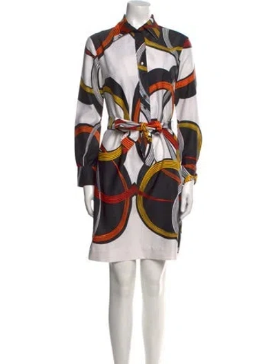 Pre-owned Lanvin Printed Knee-length Dress In White