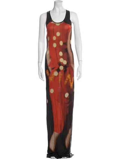 Pre-owned Lanvin Printed Long Dress In Brown