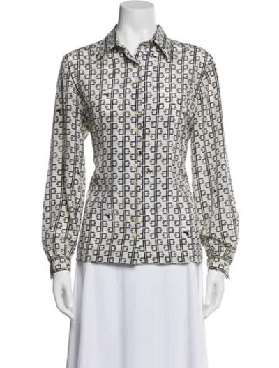 Pre-owned Lanvin Printed Long Sleeve Button-up Top In Multi