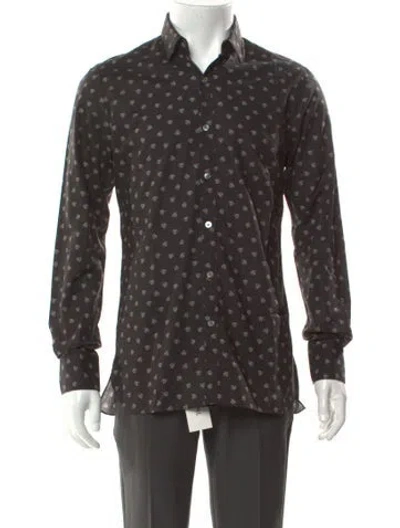 Pre-owned Lanvin Printed Long Sleeve Shirt In Black