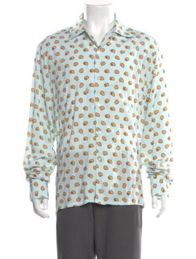 Pre-owned Lanvin Printed Long Sleeve Shirt In Blue