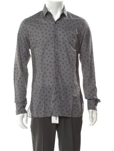 Pre-owned Lanvin Printed Long Sleeve Shirt In Gray