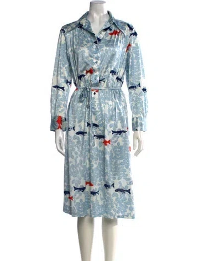 Pre-owned Lanvin Printed Midi Length Dress In Blue