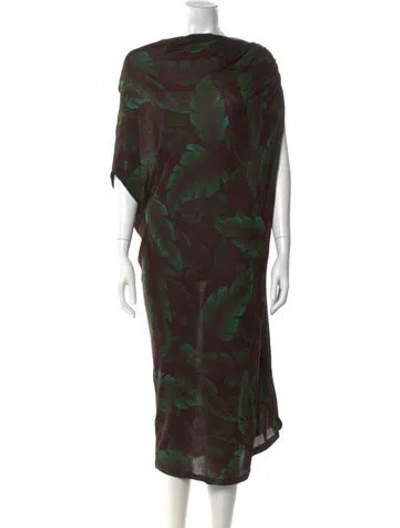 Pre-owned Lanvin Printed Midi Length Dress In Green