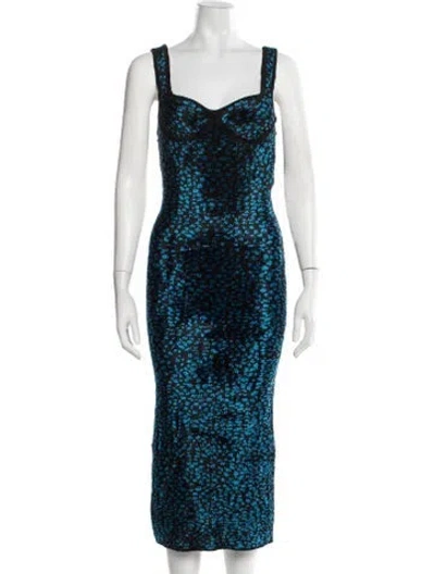 Pre-owned Lanvin Printed Midi Length Dress W/ Tags In Blue