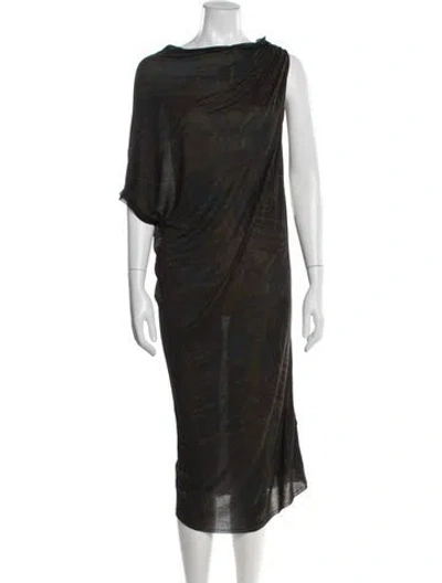 Pre-owned Lanvin Printed Midi Length Dress W/ Tags In Green