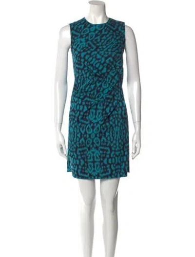 Pre-owned Lanvin Printed Mini Dress In Blue