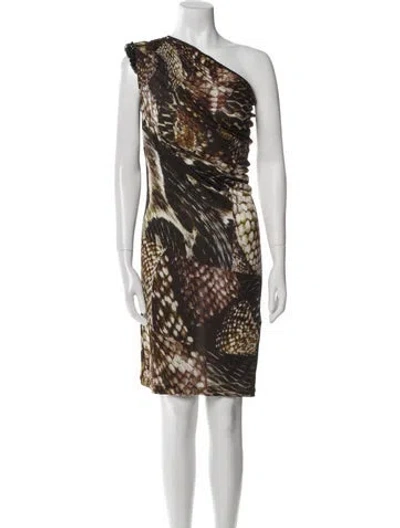 Pre-owned Lanvin Printed Mini Dress In Brown