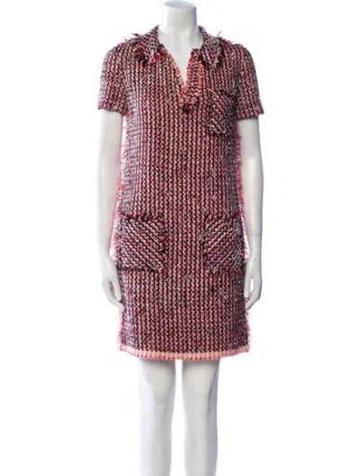 Pre-owned Lanvin Printed Mini Dress In Red