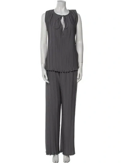 Pre-owned Lanvin Printed Pleated Accents Pant Set In Gray