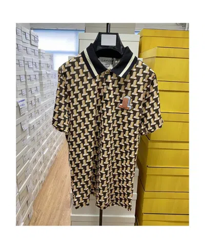 Lanvin Printed Polo Shirt In Black