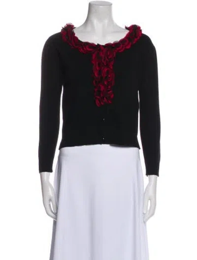 Pre-owned Lanvin Printed Scoop Neck Sweater In Black