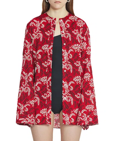Lanvin Printed Shirt In Cotton Voile In Red