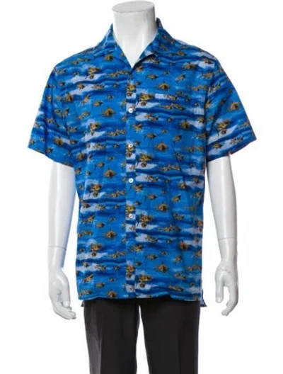 Pre-owned Lanvin Printed Short Sleeve Shirt In Blue