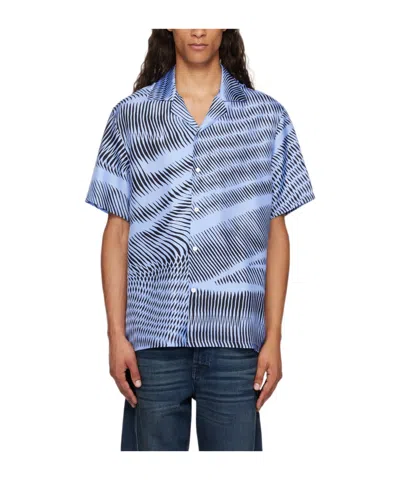 Lanvin Printed Short-sleeved Shirt In Blue
