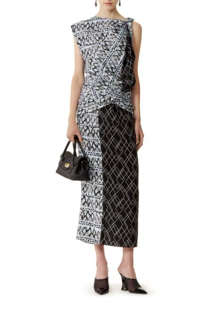 Lanvin Printed Silk Patchwork Dress In Multi