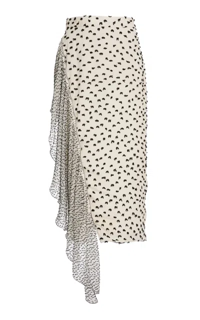 Lanvin Printed Silk Ruffled Midi Skirt