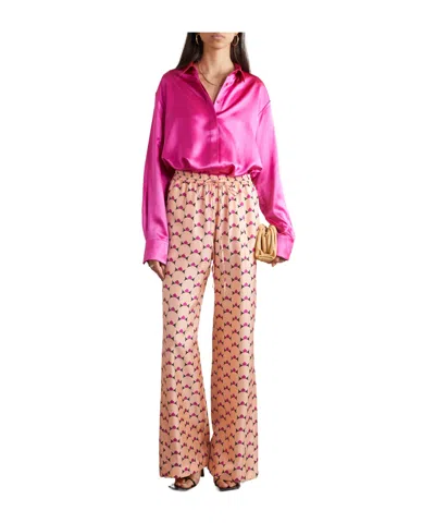 Lanvin Printed Silk-twill Wide-leg Pants In Brown