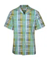 Lanvin Multicolor Check Pattern Cotton Camp Collar Shirt In Multicolor