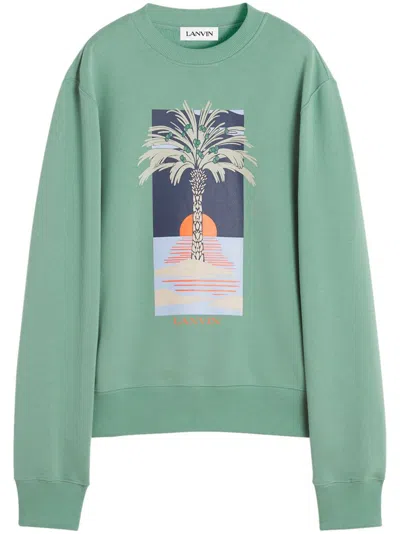 Lanvin Printed Sweatshirt In Green