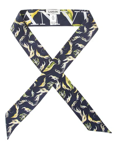 Lanvin Printed Twill Silk Scarf In Grey