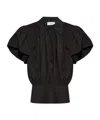 Lanvin Puffed-sleeve Zip-front Top In Black