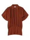 Lanvin Puffed-sleeve Button Top In Orange