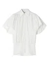 Lanvin Puff Sleeve Collared Top With High-low Hem In White