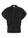 Lanvin Puffed-sleeve Zip-front Top In Black