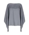 Lanvin Grey Dramatic Batwing Sleeve Blouse In Gray