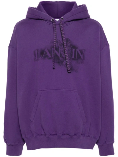 Lanvin Purple Logo-print Cotton Hoodie