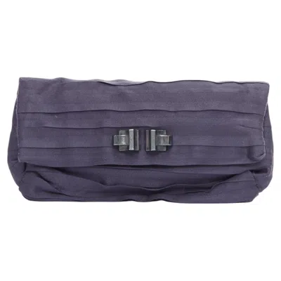 Pre-owned Lanvin Purple Satin Pleated Fabric Silver Buckle Foldover Clutch Bag