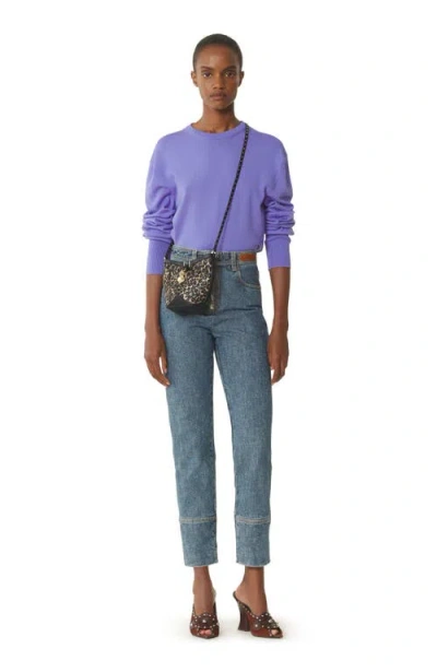 Lanvin Purple Wool Sweater With Grosgrain Detail