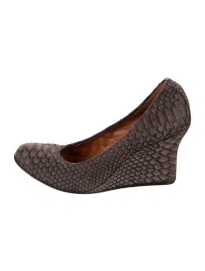 Pre-owned Lanvin Python Animal Print Pumps In Brown