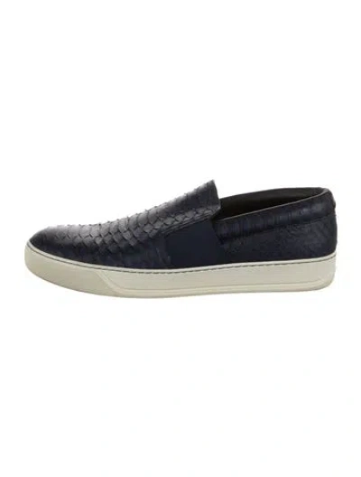 Pre-owned Lanvin Python Animal Print Sneakers In Blue