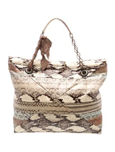 Pre-owned Lanvin Python Shoulder Bag In Neutral