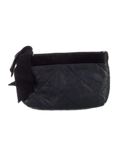 Pre-owned Lanvin Quilted Leather Cosmetic Bag In Black