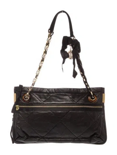 Pre-owned Lanvin Quilted Shoulder Bag In Black