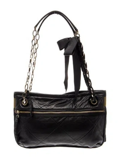 Pre-owned Lanvin Quilted Top Handle Bag In Black