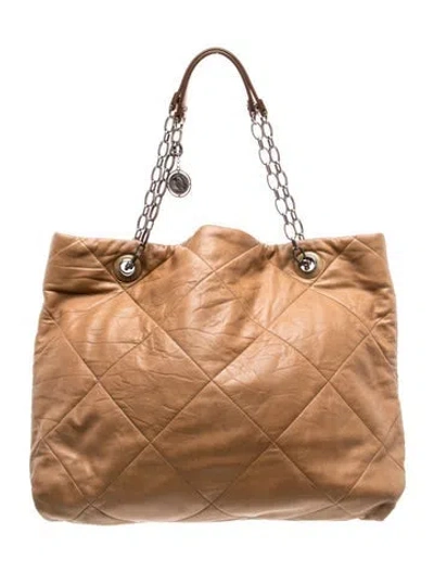 Pre-owned Lanvin Quilted Tote In Brown