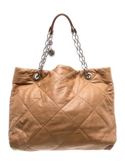 Pre-owned Lanvin Quilted Tote In Brown