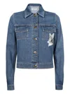 Lanvin Rabbit-patch Denim Jacket In Blue