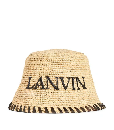Lanvin Raffia Logo Bucket Hat In Neutral